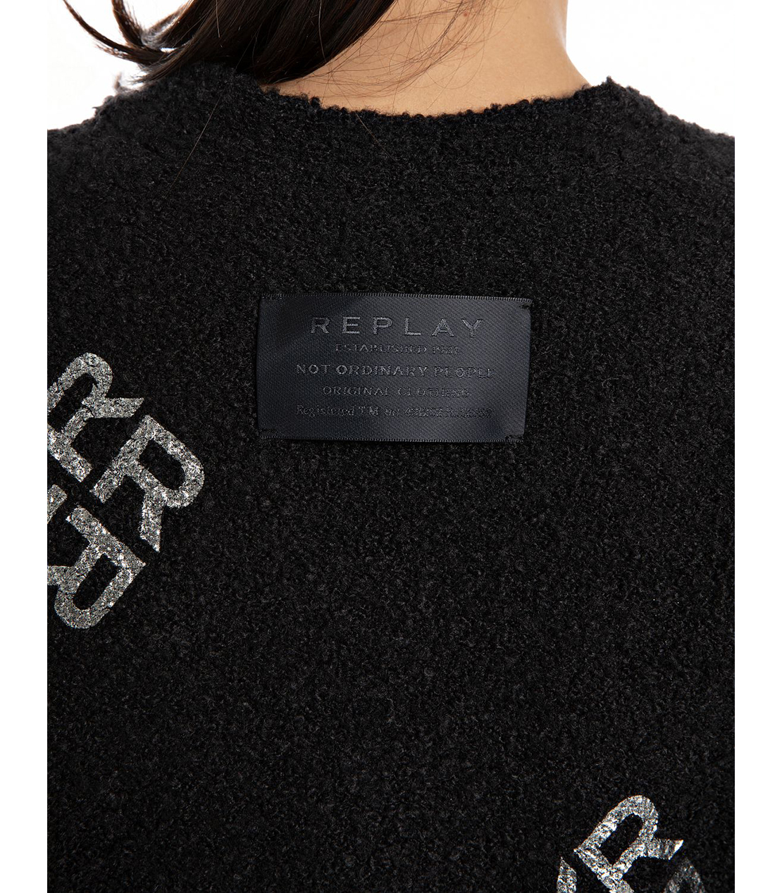 箔押しロゴプリントオーバーサイズカーディガン 詳細画像 ブラック 4